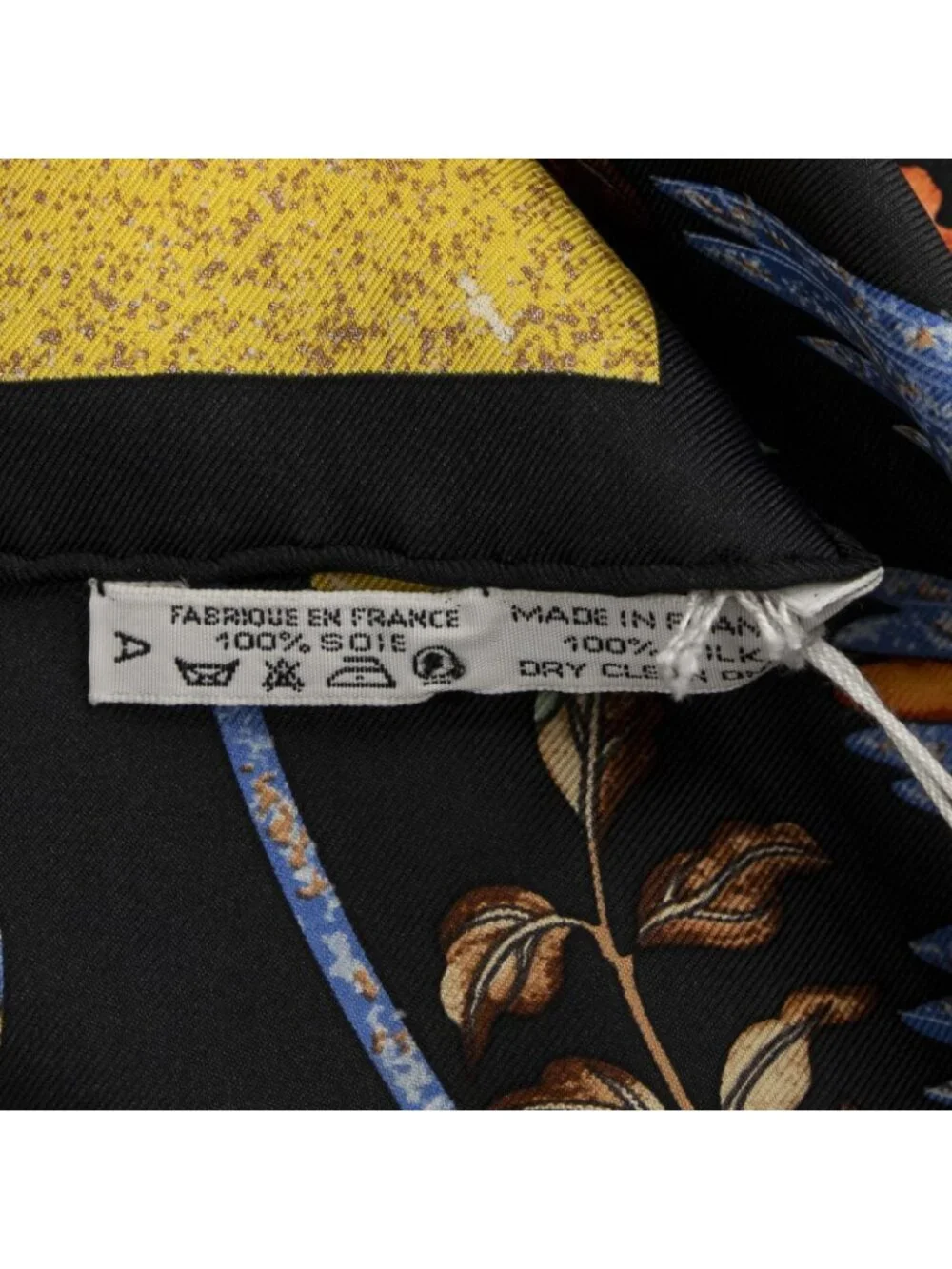 ★SOLD★ Hermes Scarf Yellow Black Blue Silk - Picture 5 of 5